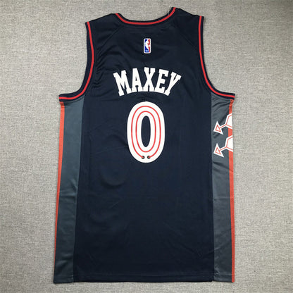 Tyrese Kendrid Maxey #0 Philadelphia 76ers 2024 Navy Blue City Edition Swingman Embroidered Jersey