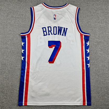 Philadelphia 76ers Jaylen Brown #7 White Jersey – Embroidered