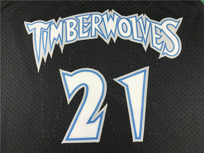 Kevin Garnett #21 Minnesota Timberwolves 1997-98 Black Throwback Embroidered Jersey