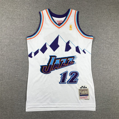 Youth John Stockton Utah Jazz #12 White 1996-97 Throwback Embroidered Jersey