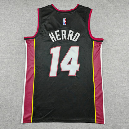 Tyler Herro# 14 Miami Heat White Black City Edition Swingman Embroidered Jersey