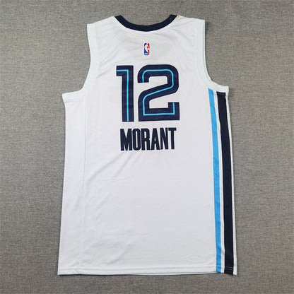 Ja Morant# 12 Memphis Grizzlies  2023 White City Edition Swingman Embroidered Jersey
