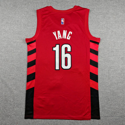 Yang Hansen#16 Portland Trail Blazers Red City Edition Swingman Embroidered Jersey