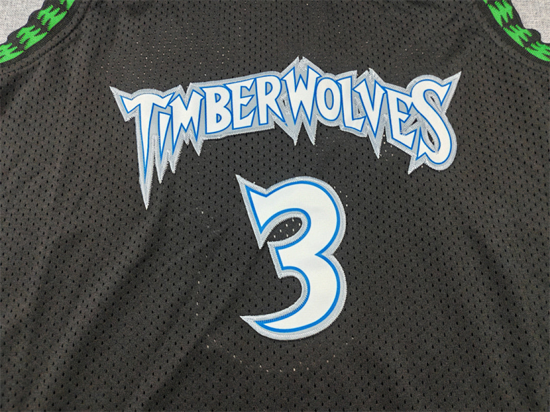 Stephon Marbury #3 Minnesota Timberwolves 1997-98 Black Throwback Embroidered Jersey