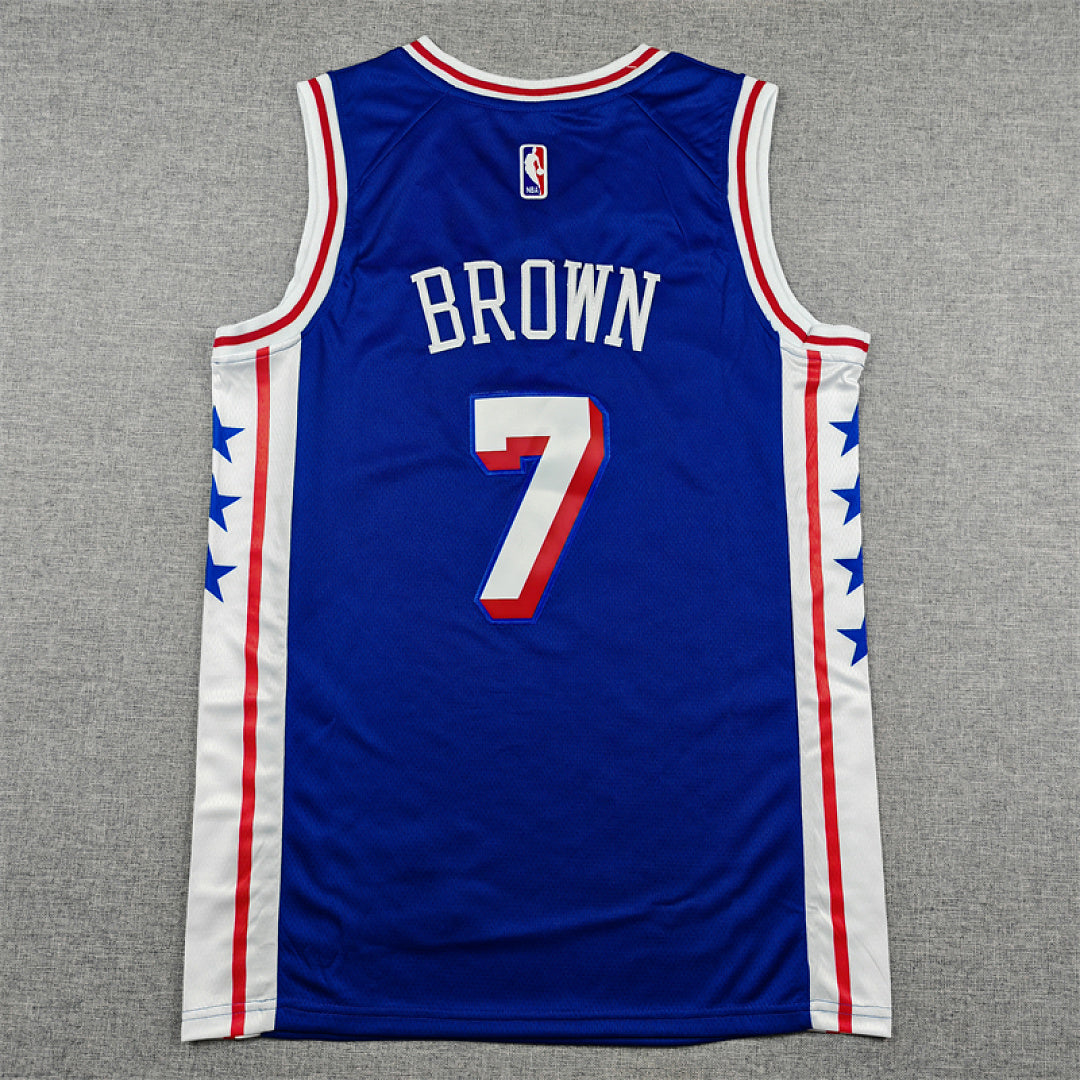 Philadelphia 76ers Jaylen Brown #7 Blue Jersey – Embroidered