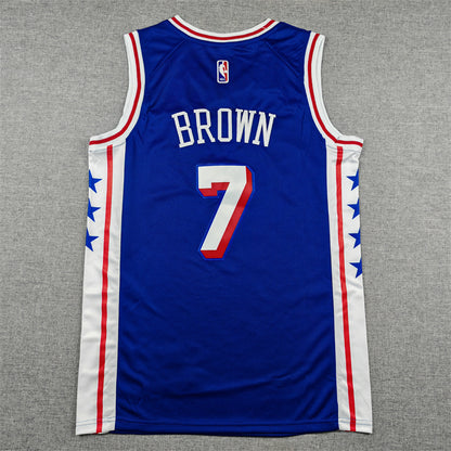 Philadelphia 76ers Jaylen Brown #7 Blue Jersey – Embroidered