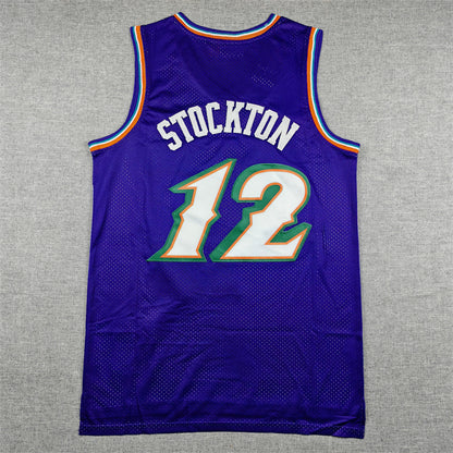 Utah Jazz John Stockton #12 Throwback 1996-97 Embroidered Jersey
