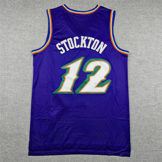Utah Jazz John Stockton #12 Throwback 1996-97 Embroidered Jersey