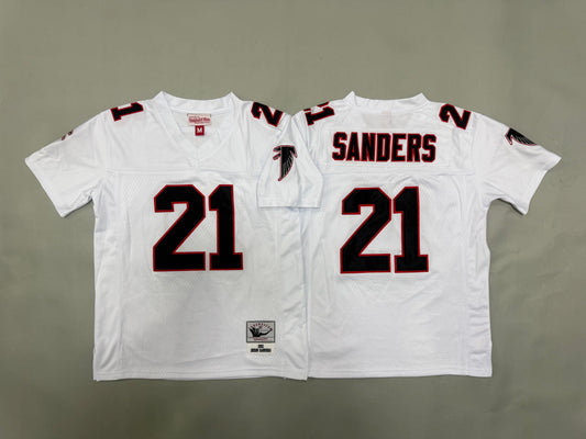 Youth Deion Sanders Atlanta Falcons #21 White Retro Embroidered Jersey