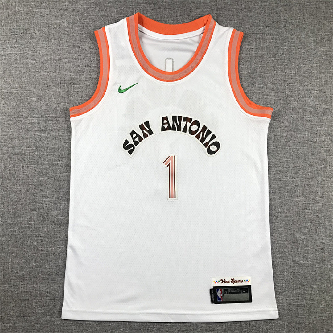 Youth Victor Wembanyama San Antonio Spurs #1 White City Edition Swingman Embroidered Jersey