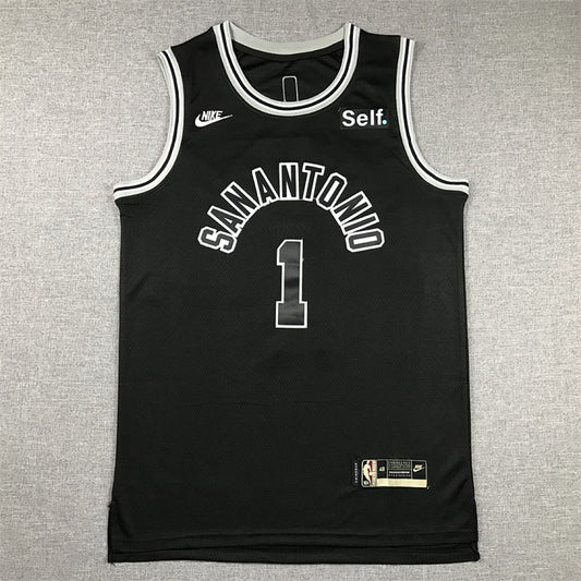 Victor Wembanyama #1 San Antonio Spurs Black City Edition Swingman Embroidered Jersey