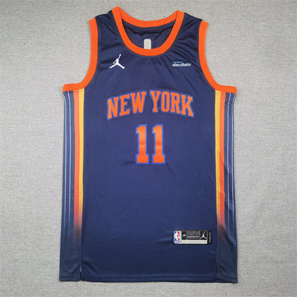 Jalen Brunson#11 New York Knicks Navy Blue City Edition Swingman Embroidered Jersey