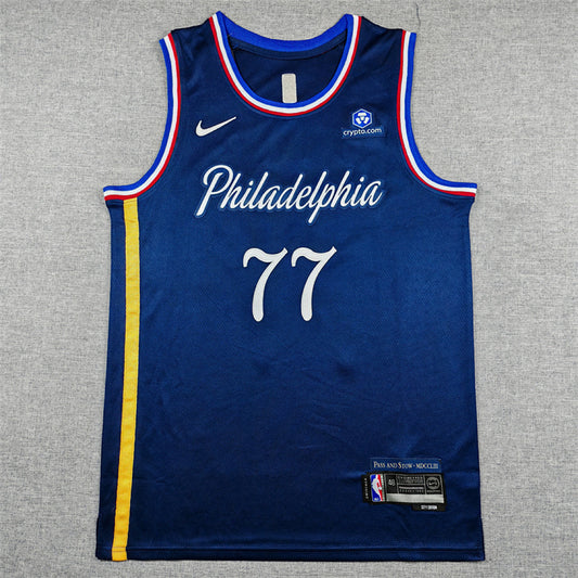 V. J. Edgecombe #77 Philadelphia 76ers Navy Blue City Edition Swingman Embroidered Jersey