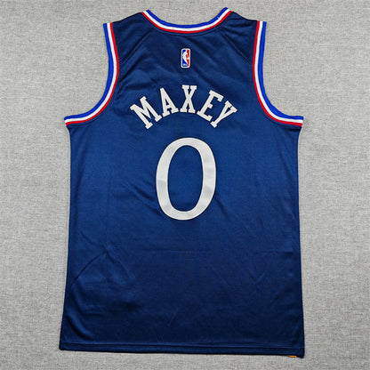 Tyrese Maxey #0 Philadelphia 76ers 2026 Navy Blue City Edition Swingman Embroidered Jersey