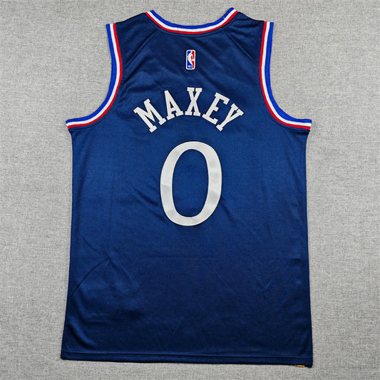 Tyrese Maxey #0 Philadelphia 76ers 2026 Navy Blue City Edition Swingman Embroidered Jersey