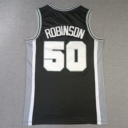 David Robinson #50 San Antonio Spurs 1998-99 Black Throwback Embroidered Jersey