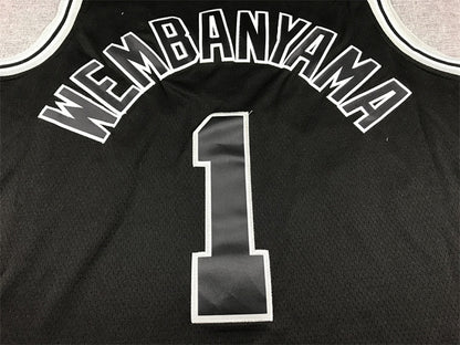 Victor Wembanyama #1 San Antonio Spurs Black City Edition Swingman Embroidered Jersey