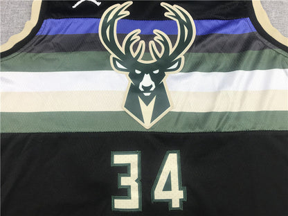 Giannis Antetokounmpo# 34 Milwaukee Bucks Black City Edition Swingman Embroidered Jersey