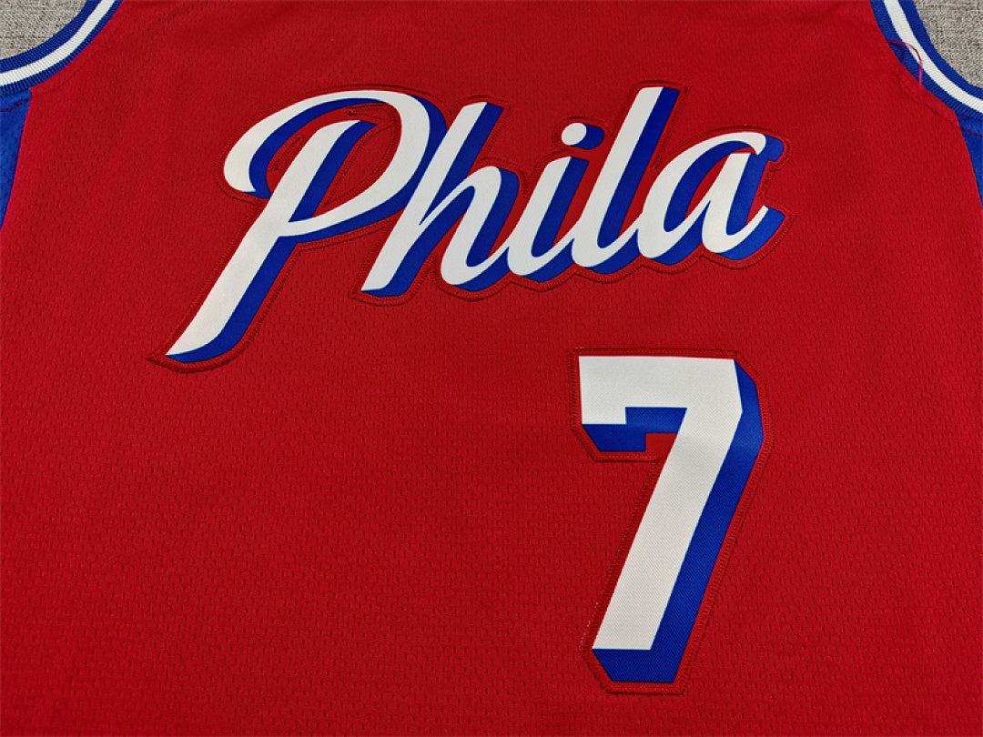 Philadelphia 76ers Jaylen Brown #7 Red Jersey – Embroidered