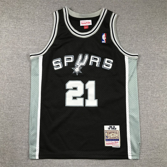 Youth Tim Duncan San Antonio Spurs #21 Black 1998-99 Throwback Embroidered Jersey