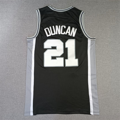 Tim Duncan #21 San Antonio Spurs Black 1998-99 Throwback Embroidered Jersey