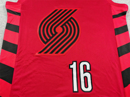 Yang Hansen#16 Portland Trail Blazers Red City Edition Swingman Embroidered Jersey