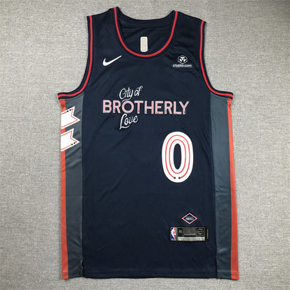 Tyrese Kendrid Maxey #0 Philadelphia 76ers 2024 Navy Blue City Edition Swingman Embroidered Jersey