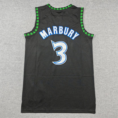 Stephon Marbury #3 Minnesota Timberwolves 1997-98 Black Throwback Embroidered Jersey