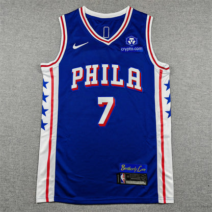 Philadelphia 76ers Jaylen Brown #7 Blue Jersey – Embroidered