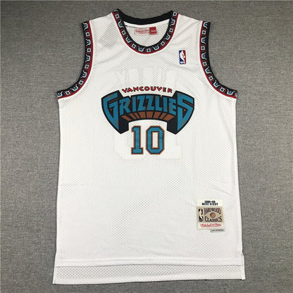 Mike Bibby# 10 Memphis Grizzlies 1998-99 White Throwback Embroidered Jersey