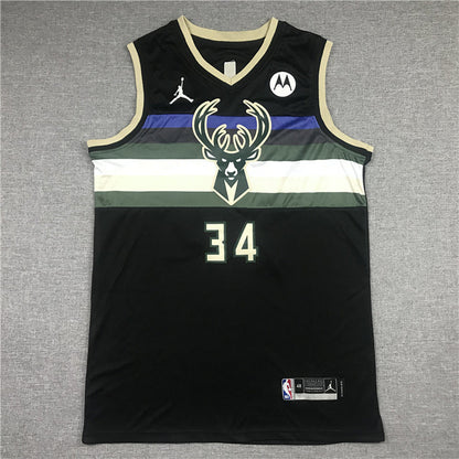 Giannis Antetokounmpo# 34 Milwaukee Bucks Black City Edition Swingman Embroidered Jersey