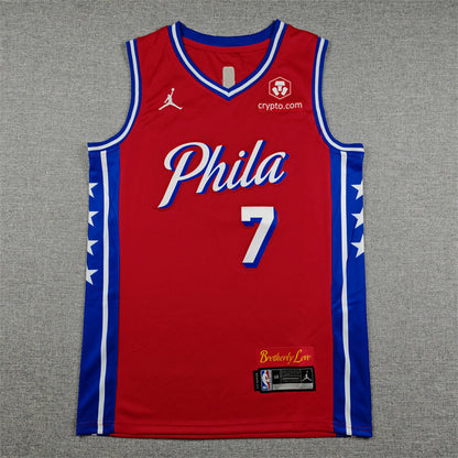 Philadelphia 76ers Jaylen Brown #7 Red Jersey – Embroidered