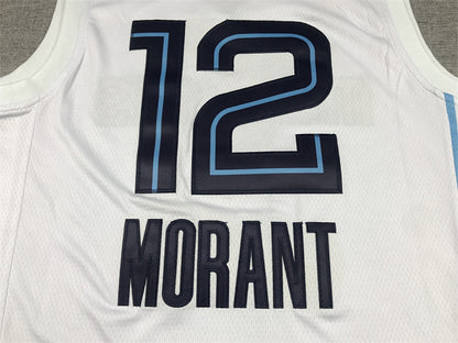 Ja Morant# 12 Memphis Grizzlies  2023 White City Edition Swingman Embroidered Jersey