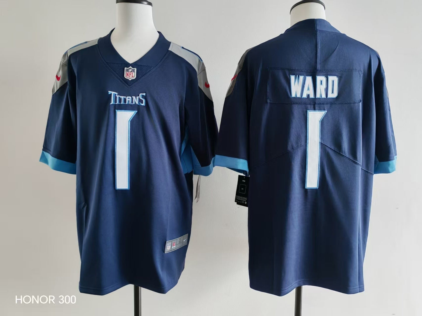 Tennessee Titans Cameron Ward #1 Navy Blue Jersey