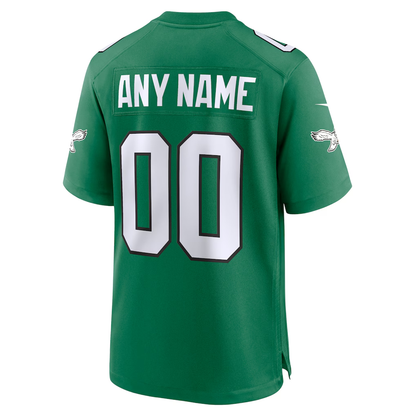Custom Philadelphia Eagles Kelly Green Game Jersey