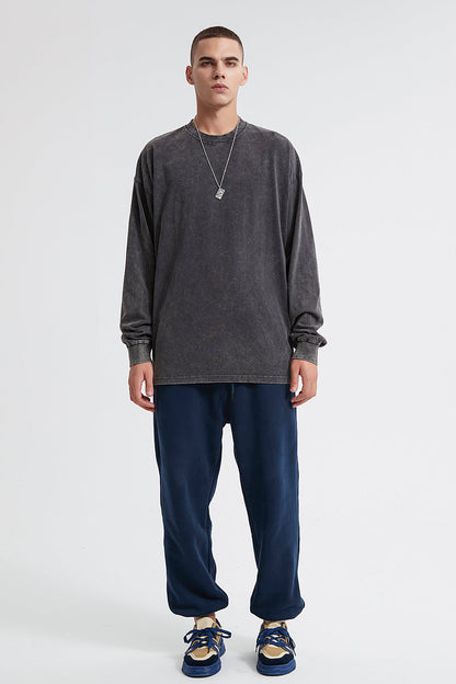 250GSM Vintage Washed Long Sleeve Crew