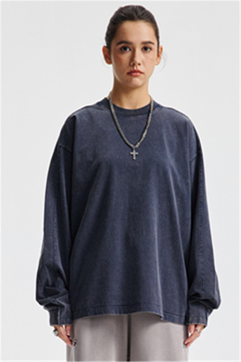 285GSM Contrast Long Sleeve Pigment Dyed Tee