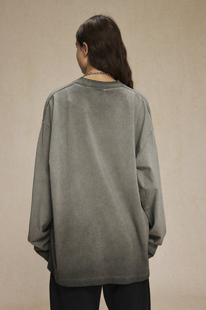 275GSM Distressed Washed Long Sleeve Crew