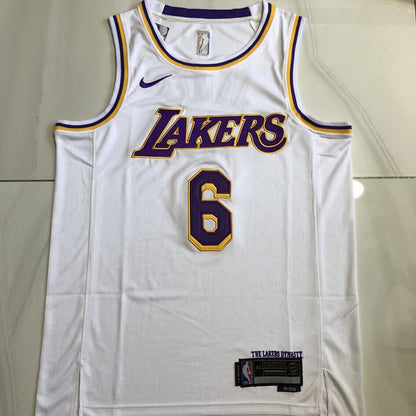 Los Angeles Lakers LeBron James #6 white Throwback Jersey - Dense Embroidery