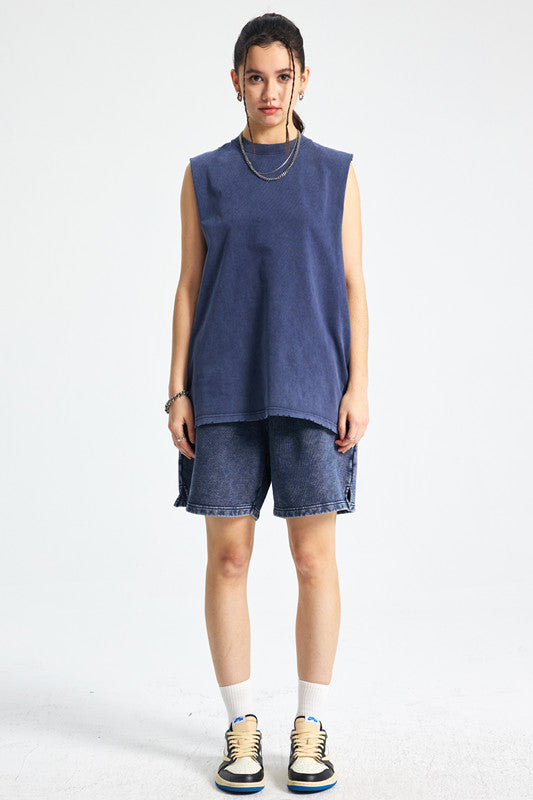 275GSM Distressed Washed Muscle Tee