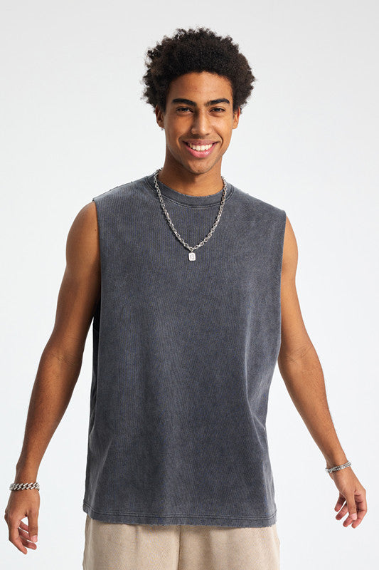 275GSM Distressed Washed Muscle Tee