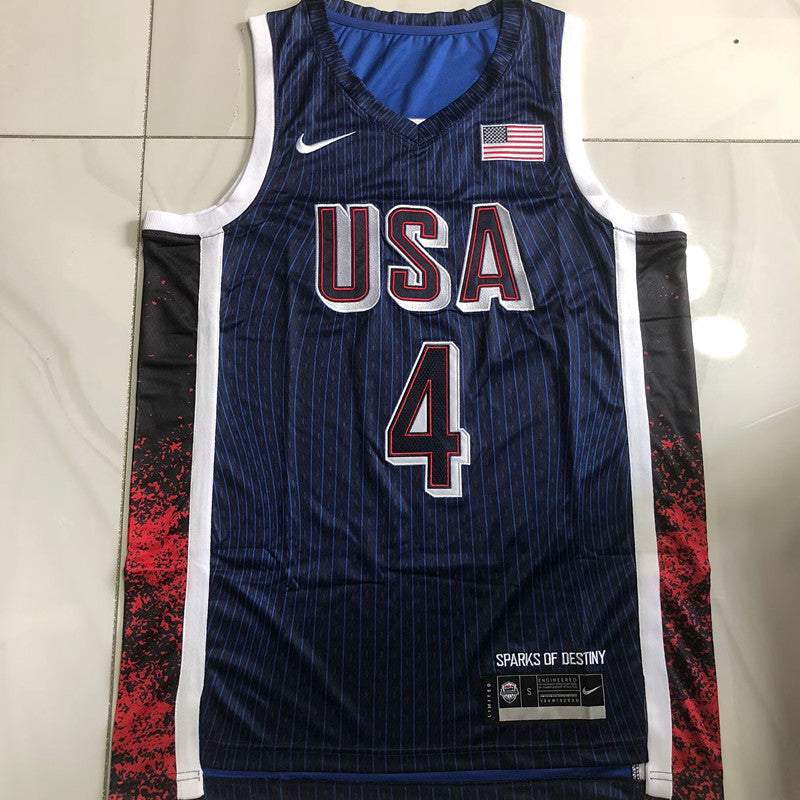 USA Basketball Team Stephen Curry #4 blue Throwback Jersey -  Dense Embroidery