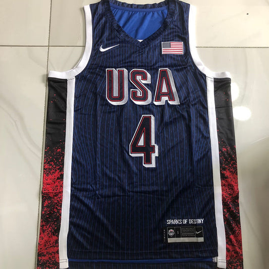USA Basketball Team Stephen Curry #4 blue Throwback Jersey -  Dense Embroidery