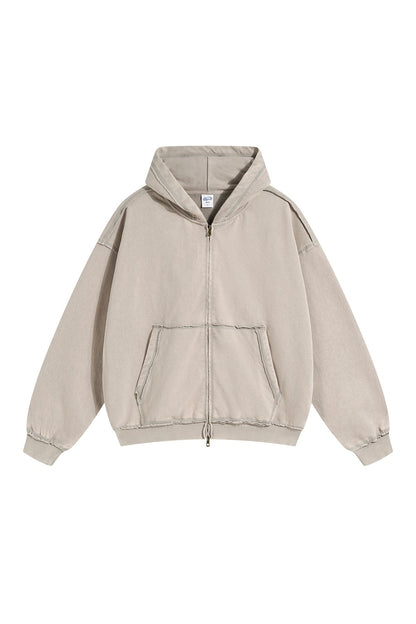 450GSM Distressed Washed Zipper Jacket