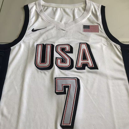 2024 USA Basketball Team Kevin Wayne Durant #7 white Throwback Jersey -  Dense Embroidery