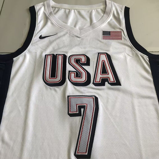 2024 USA Basketball Team Kevin Wayne Durant #7 white Throwback Jersey -  Dense Embroidery