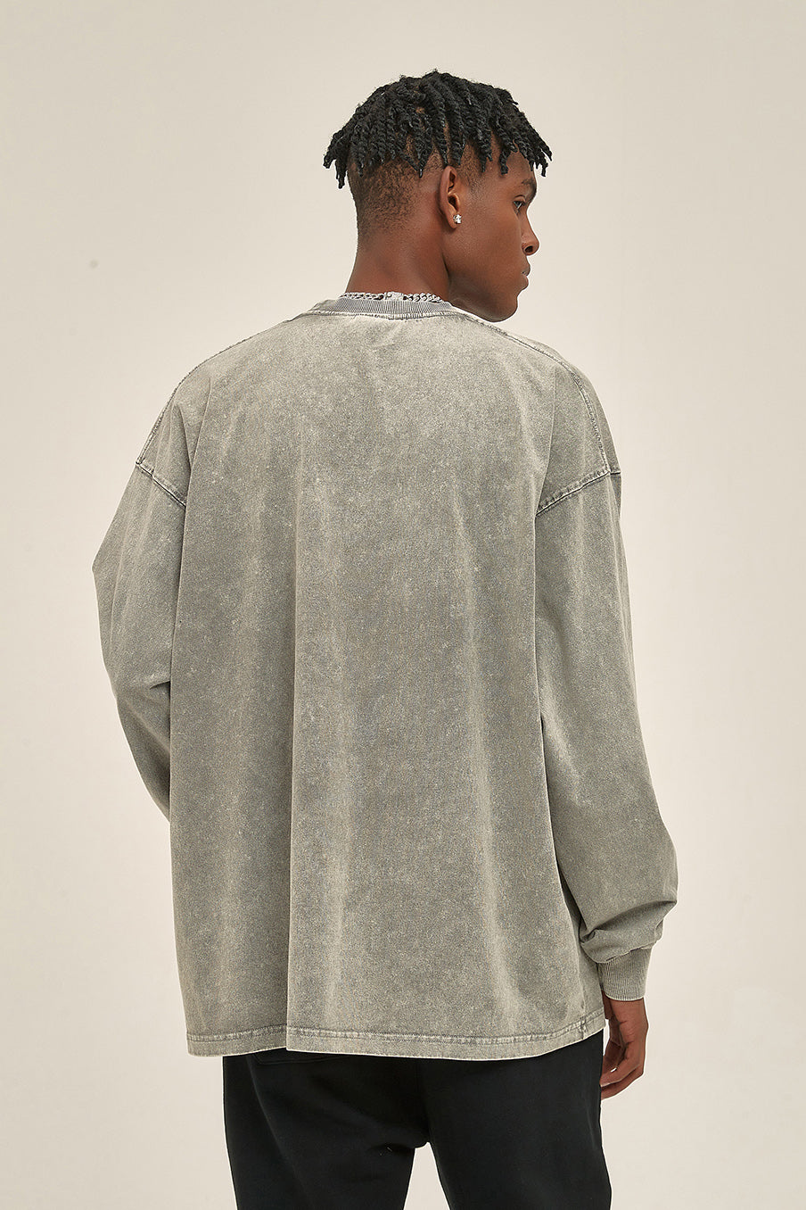250GSM Vintage Washed Long Sleeve Crew