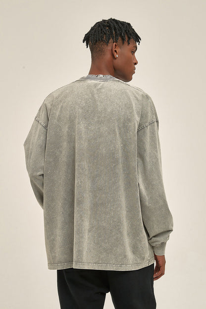 250GSM Vintage Washed Long Sleeve Crew