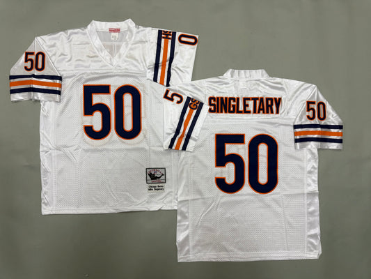 Mens Mike Singletary#50 white Chicago Bears Vintage Throwback Jersey
