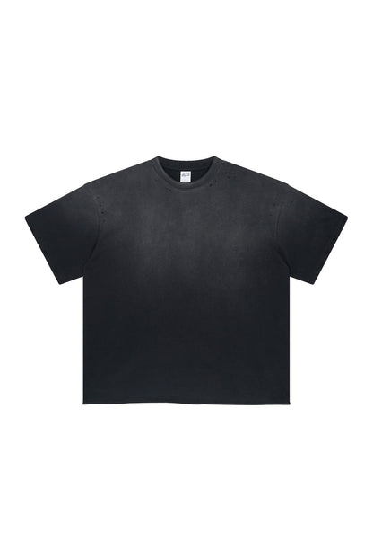 250GSM Gradient Spray Washed Distressed Tee